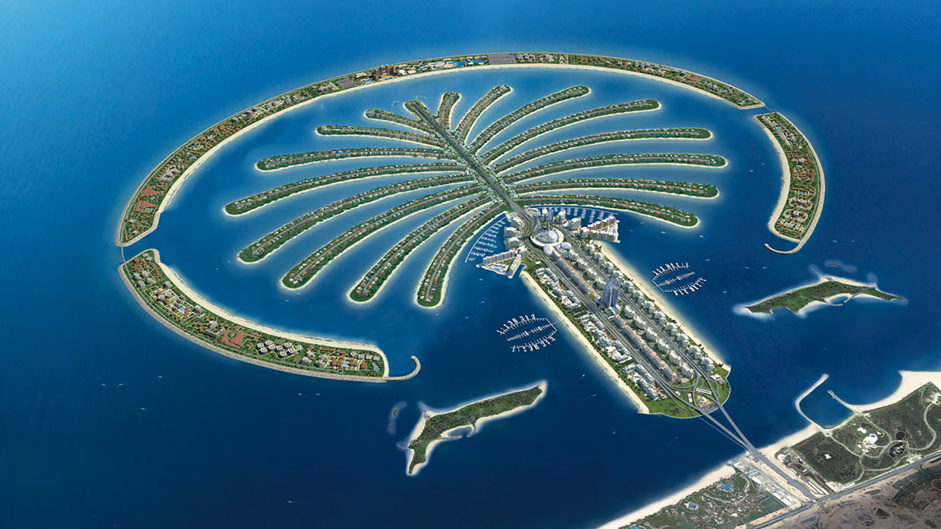 Palm Jumeirah artificial island from above